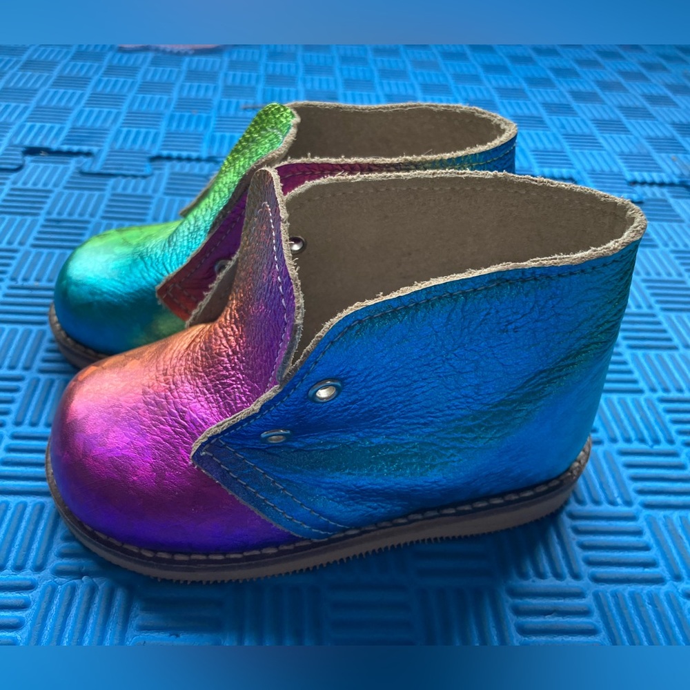 MON Petit hardsole leather toddler shoes PRISM pattern - Picture 7 of 7